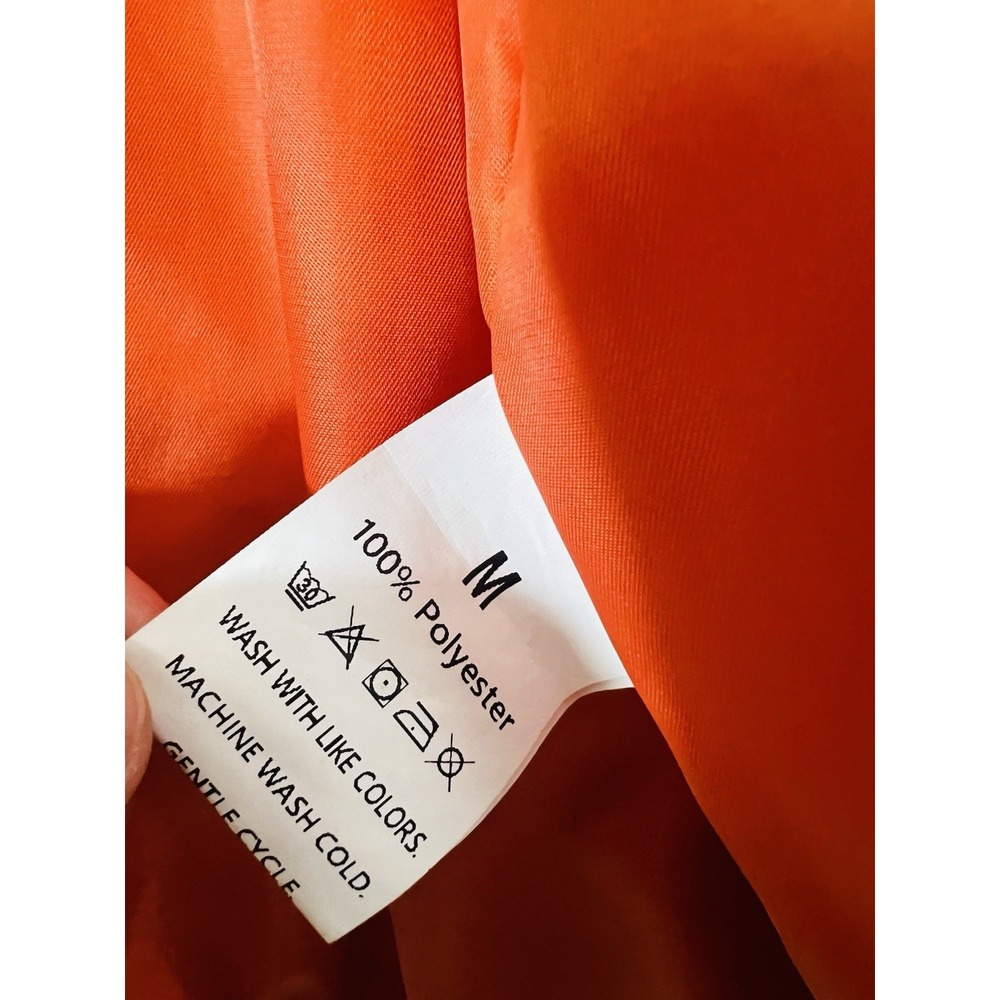 Orange Puffer Jacket Womens Zip Up Quilted Winter Coat Ribbed Cuffs Medium - Picture 6 of 13